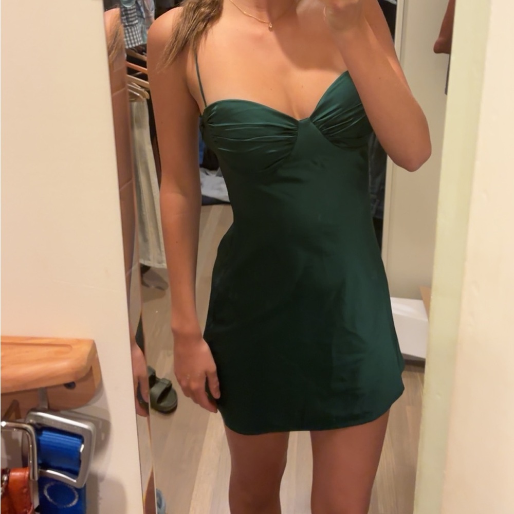 Silk Green Mini Dress | Windsor XS